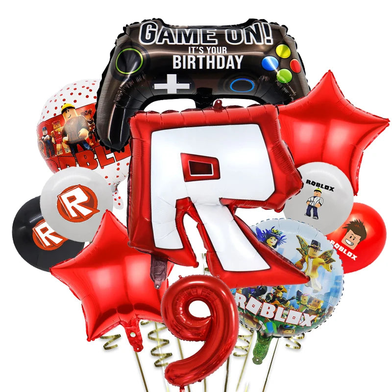 Roblox-Juego de decoración para fiesta de cumpleaños, vajilla de juego, bolsa de regalo, mantel, globo, adorno para pastel, telón de fondo, suministros para fiesta Baby Showe Roblox