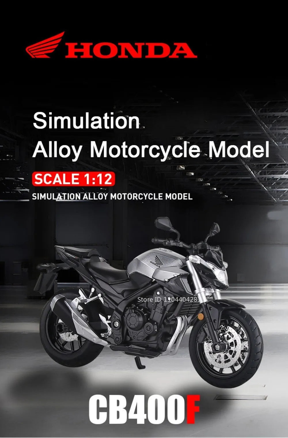 1:12 Honda CB650 CB400F juguetes de coches de aleación fundida modelos dirección de la rueda delantera de la motocicleta con vehículos ligeros de sonido coleccionar adornos