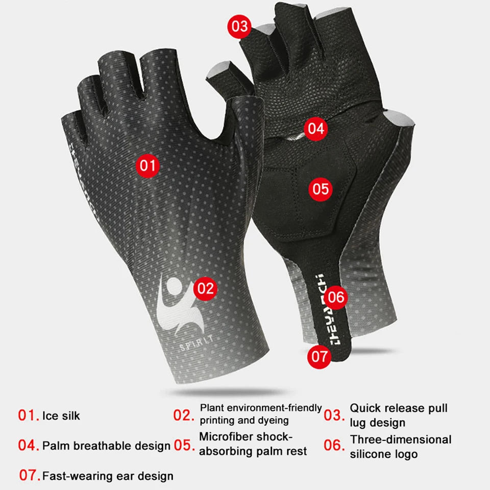 Guantes de ciclismo para hombre y mujer, guantes de verano para deportes al aire libre, pesca, antideslizantes, transpirables, medio dedo, para Fitness, MTB, Unisex