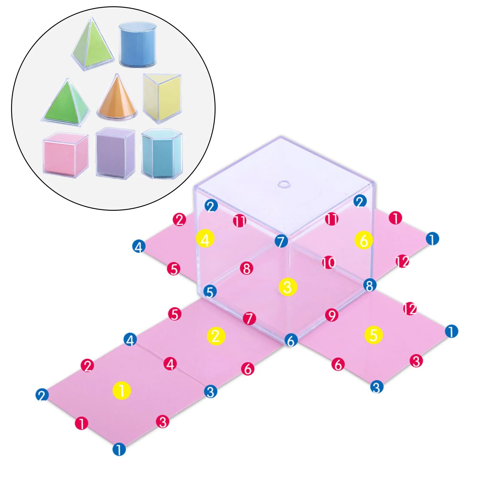 8 sólidos geométricos transparentes, modelo de demostración de perspectiva, versión de libro de texto, herramienta de aprendizaje de matemáticas, juguete educativo Montessori