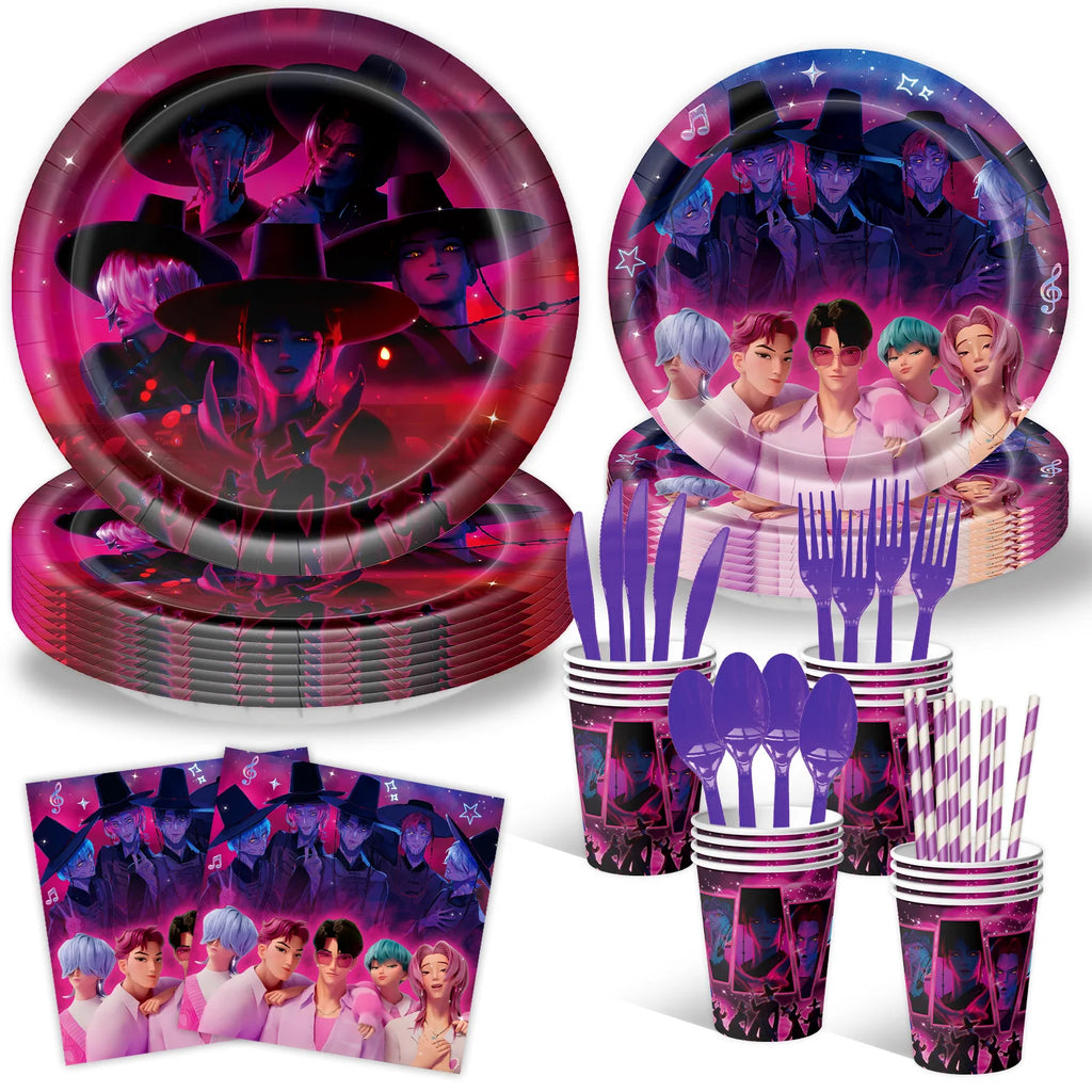 Kpop Demon Hunters niñas Huntrix Saja niños decoración de fiesta de cumpleaños para accesorios joyería Rumi Zoey Jinu Mira Fans HUNTERS regalos