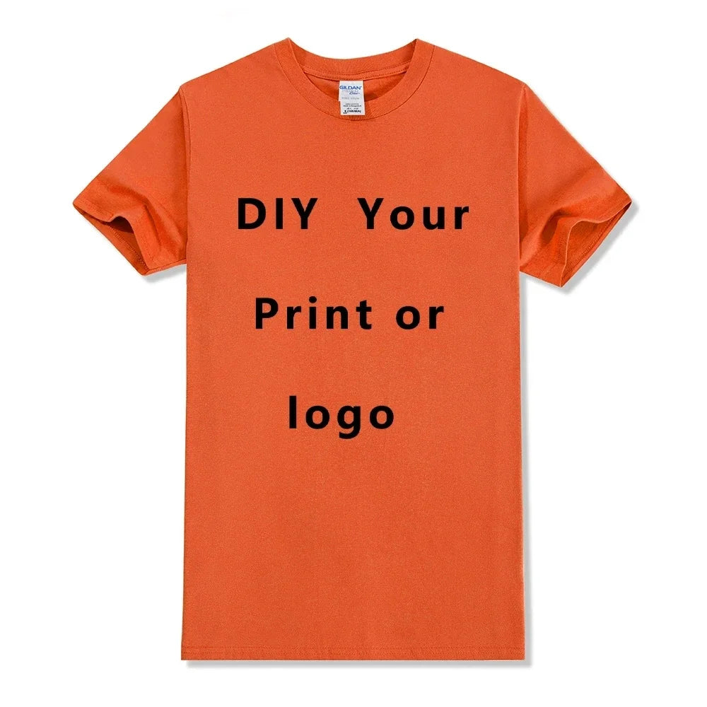 Camisa de manga corta de Color sólido con cuello redondo de algodón puro 100%, libre para agregar su propio diseño, camiseta informal suave, camiseta personalizada