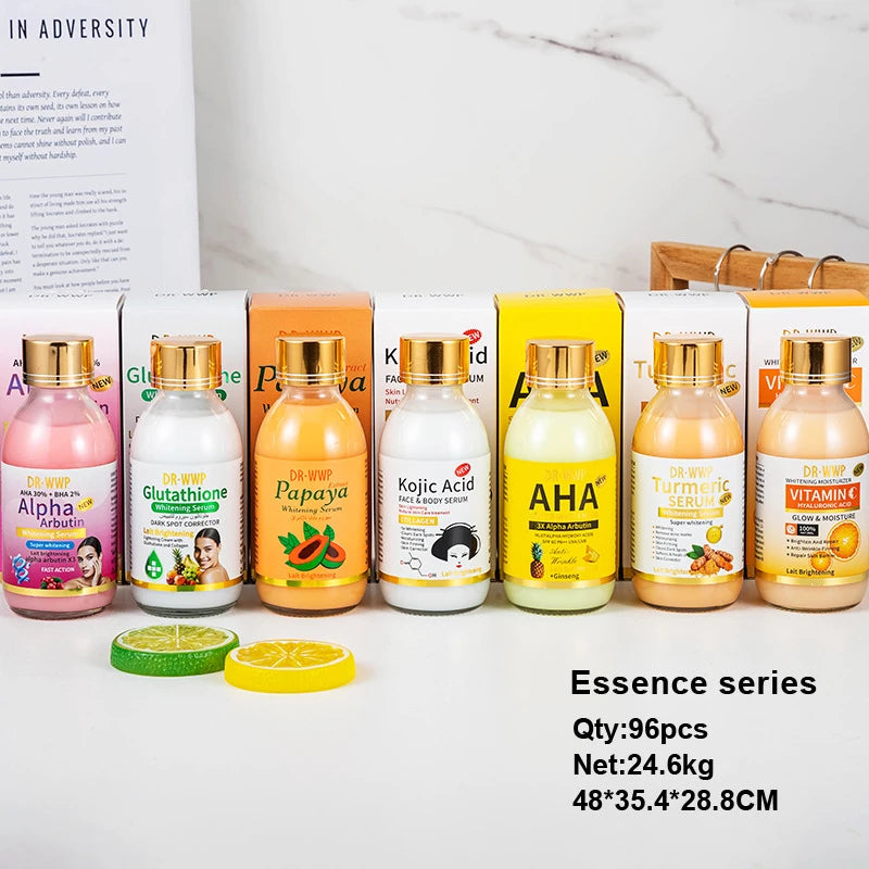 Esencia de 125 ml con Arbutina/Cúrcuma/Vitamina C para una Piel Radiante, Hidratante y Reafirmante, Esencia Líquida con AHA/Papaya/Glutatión/Ácido Kójico