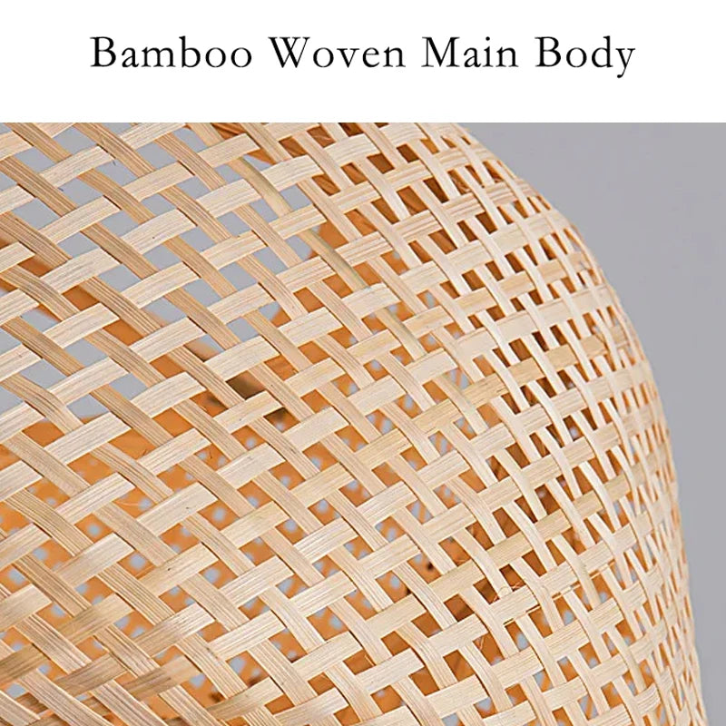Lámpara colgante moderna de bambú, tejido a mano candelabro artístico, linterna para comedor, dormitorio y comedor, 30cm