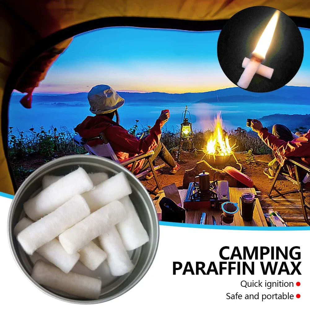 Cuerda de engranaje, Kit de fuego, cera de parafina para acampar, 12 Uds., moda para exteriores, fuente de fuego Natural, herramienta de acampada, herramienta de arranque de fuego de supervivencia