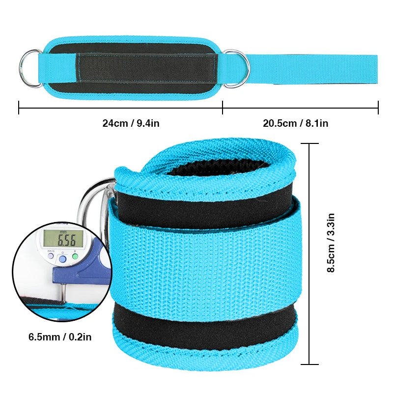 Correas de tobillo ajustables para fitness con anillo en D, soporte para entrenamientos de fuerza de piernas en gimnasio, polea con hebilla, protector deportivo de seguridad para abductores.
