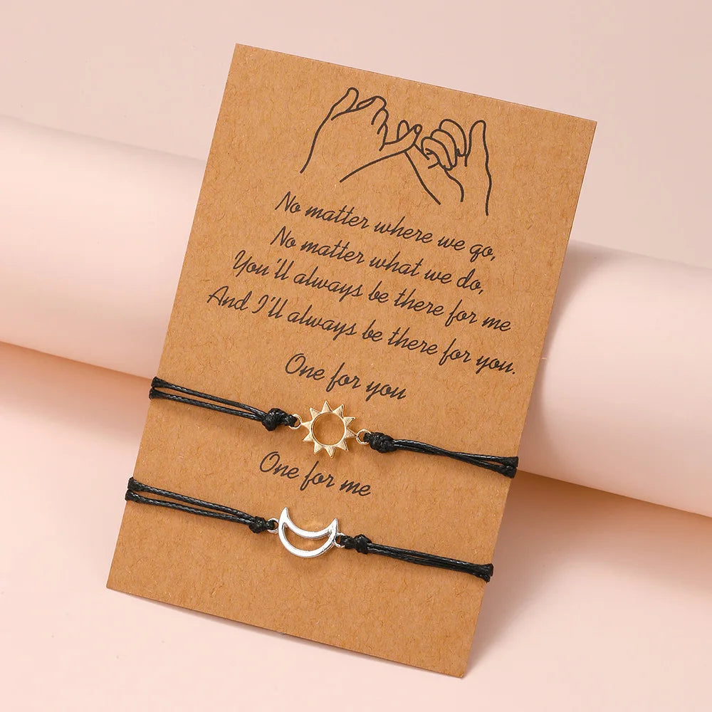 Pulsera de pareja para mujer, cadena de cuerda trenzada hecha a mano, corazón de madre e hija, pulseras con dijes, regalo de joyería de hermana de la amistad de la suerte