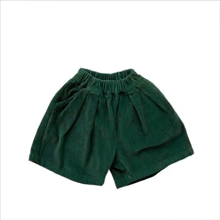 2025 otoño nuevos pantalones cortos de pana Vintage para niños pantalones cortos sueltos para niñas pantalones cortos sólidos para bebés pantalones cortos casuales para niños ropa para niños