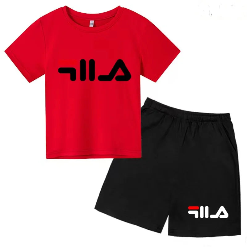 Ropa con letras para niños, camiseta de manga corta y pantalones cortos, ropa de verano fresca y encantadora, conjunto deportivo informal para niños y niñas de 3 a 12 años