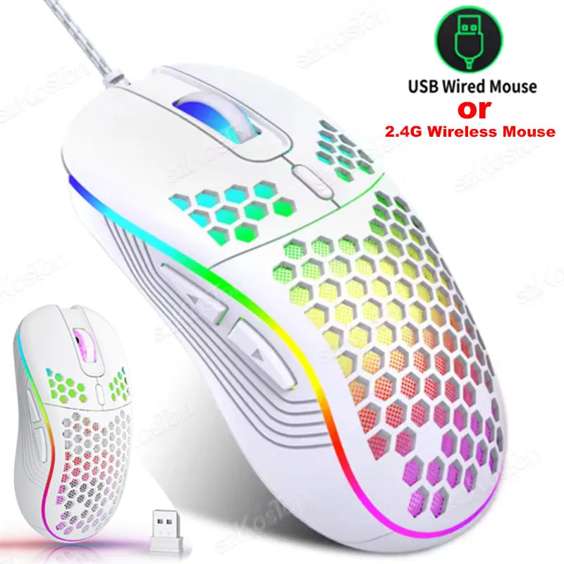Mouse Gamer con Cable Honeycomb, Retroiluminación RGB, 7200 DPI Ajustables, Ergonómico, USB, para PC con Windows y Gamers de Laptop