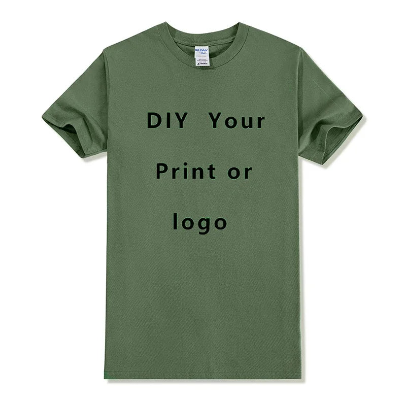 Camisa de manga corta de Color sólido con cuello redondo de algodón puro 100%, libre para agregar su propio diseño, camiseta informal suave, camiseta personalizada