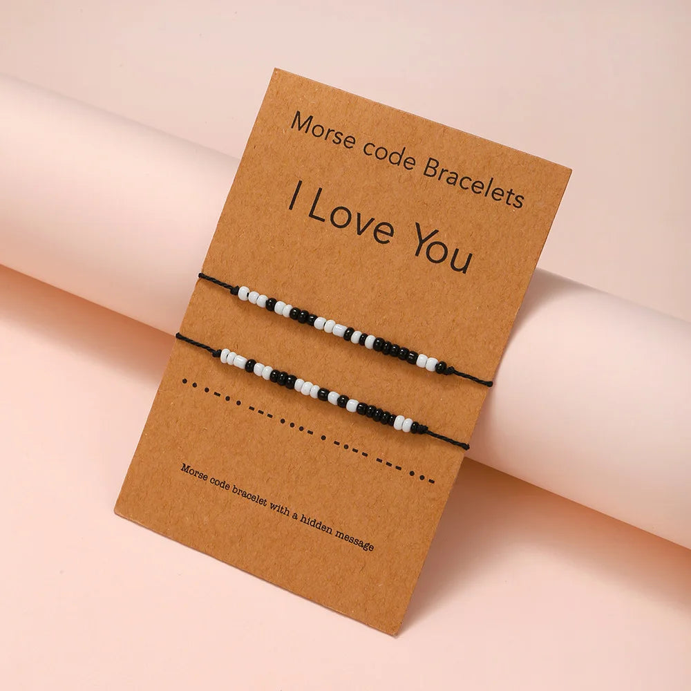 Pulsera de pareja para mujer, cadena de cuerda trenzada hecha a mano, corazón de madre e hija, pulseras con dijes, regalo de joyería de hermana de la amistad de la suerte