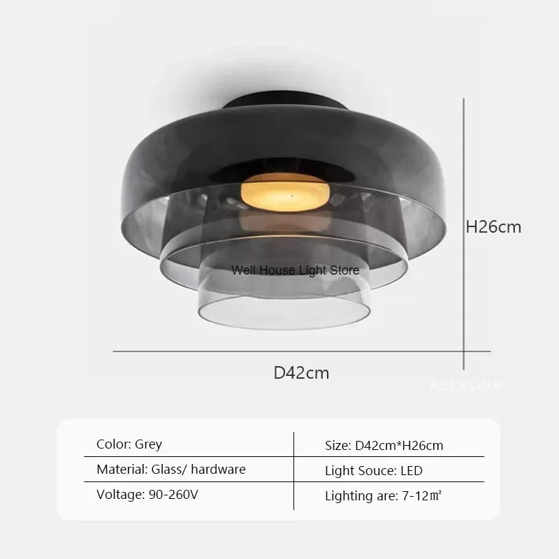 Lámpara de techo de cristal de niveles, lámpara de techo de cristal de lujo nórdica para restaurante, dormitorio, sala de estar, lámpara de techo led colorida
