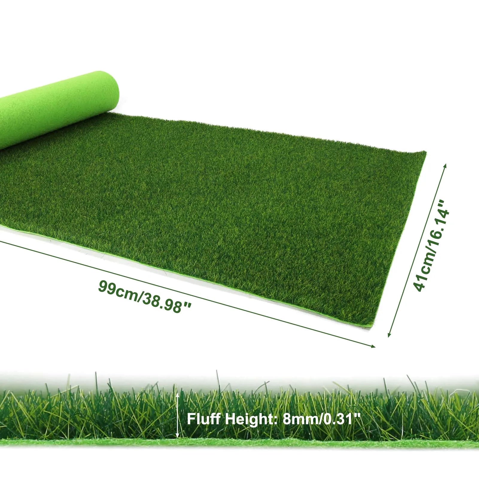Evemodel-alfombrilla de césped Artificial verde, alfombras de césped para modelo de paisaje a escala HO O N, 41cm x 99cm, 3mm, 5mm, 8mm