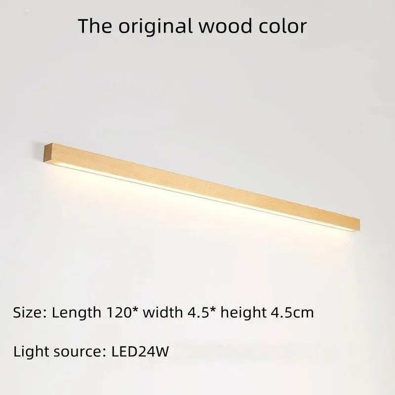 Lámpara de Pared de Listones de Madera Estilo Japonés Wabi-Sabi, Diseño Minimalista de Tira Larga para Sala de Estar, Dormitorio, Pasillo, Decoración del Hogar