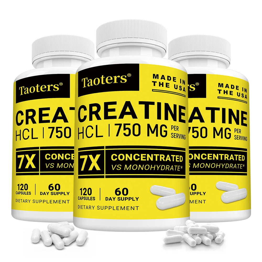 Suplemento de creatina HCL, mejora el enfoque, la fuerza y la resistencia, adecuado tanto para hombres como para mujeres, sin gluten, sin OGM