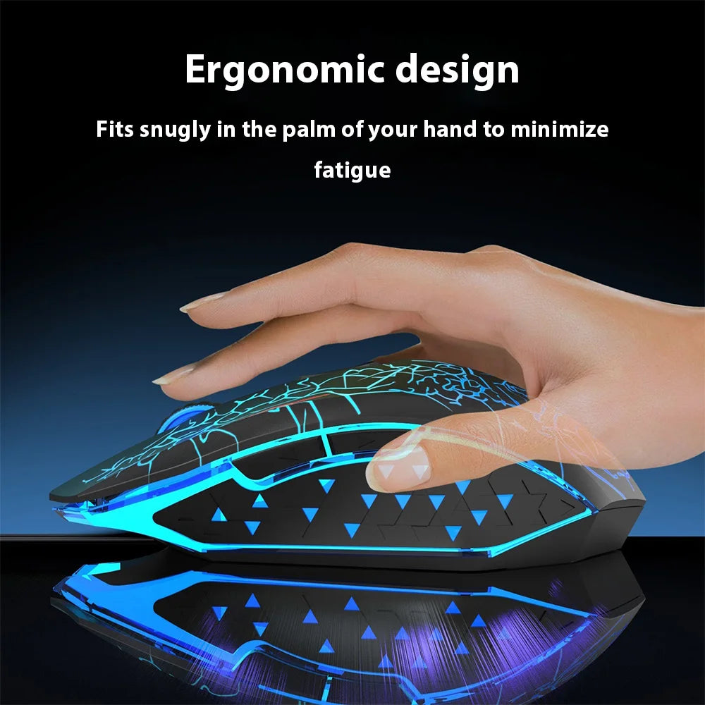Ratón inalámbrico ergonómico para juegos, Mouse mecánico recargable de 1600 dpi, silencioso, RGB, 2,4G, para PC, portátil y Gamer