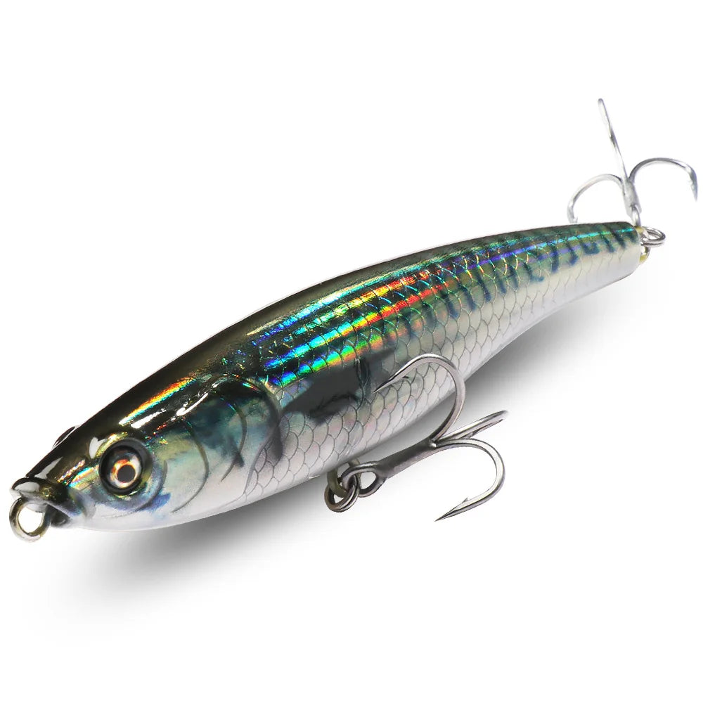Señuelo tipo lápiz que se hunde, 53g, 10,5 cm, anzuelo Popper para agua salada, Swimbait, Pesca de fundición larga, Wobbler, Pesca en el mar, Crankbait Gear, cebo de silicona