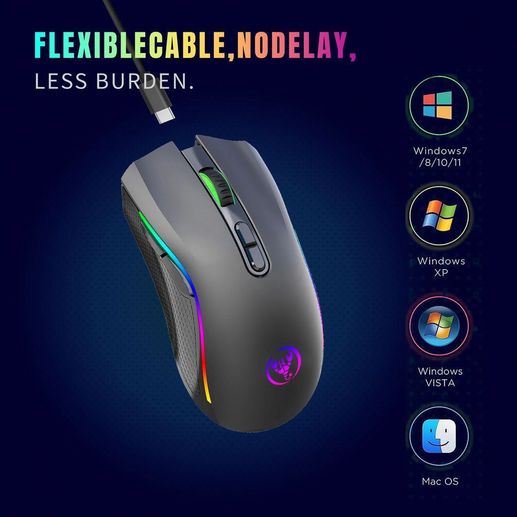 Ratón para juegos RGB inalámbrico recargable 2,4G, ratón retroiluminado ergonómico para juegos para ordenador portátil y PC