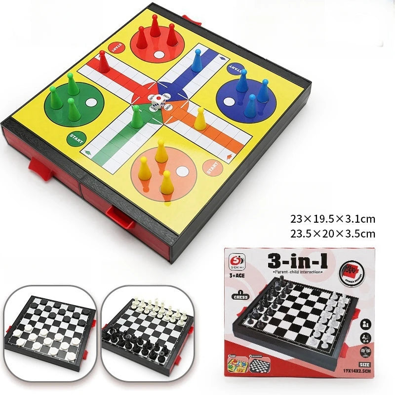 Mesa de juego de mesa magnética 9 en 1, alfombra grande, ajedrez volador/damas/ajedrez/serpiente/Backgammon/cuádruple/Tic-Tac-Toe, Fiesta en casa