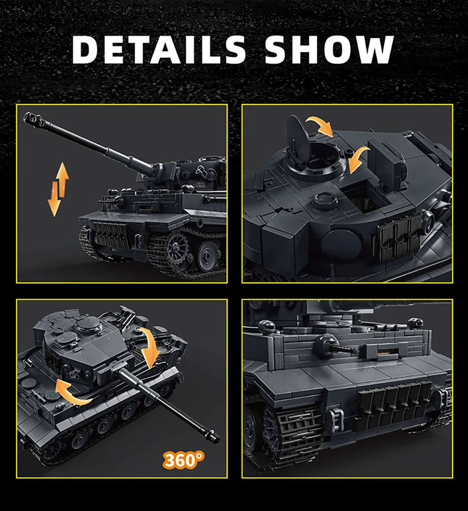 WW2 militar 1/28 escala Franz Staudegger Tiger tanque pesado conjunto de bloques de construcción guerra mundo 2 tanques de tigre modelo juguetes para niños regalos