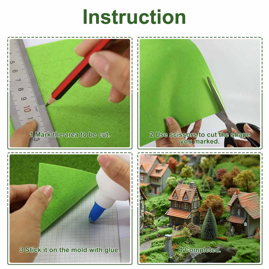 Evemodel-alfombrilla de césped Artificial verde, alfombras de césped para modelo de paisaje a escala HO O N, 41cm x 99cm, 3mm, 5mm, 8mm