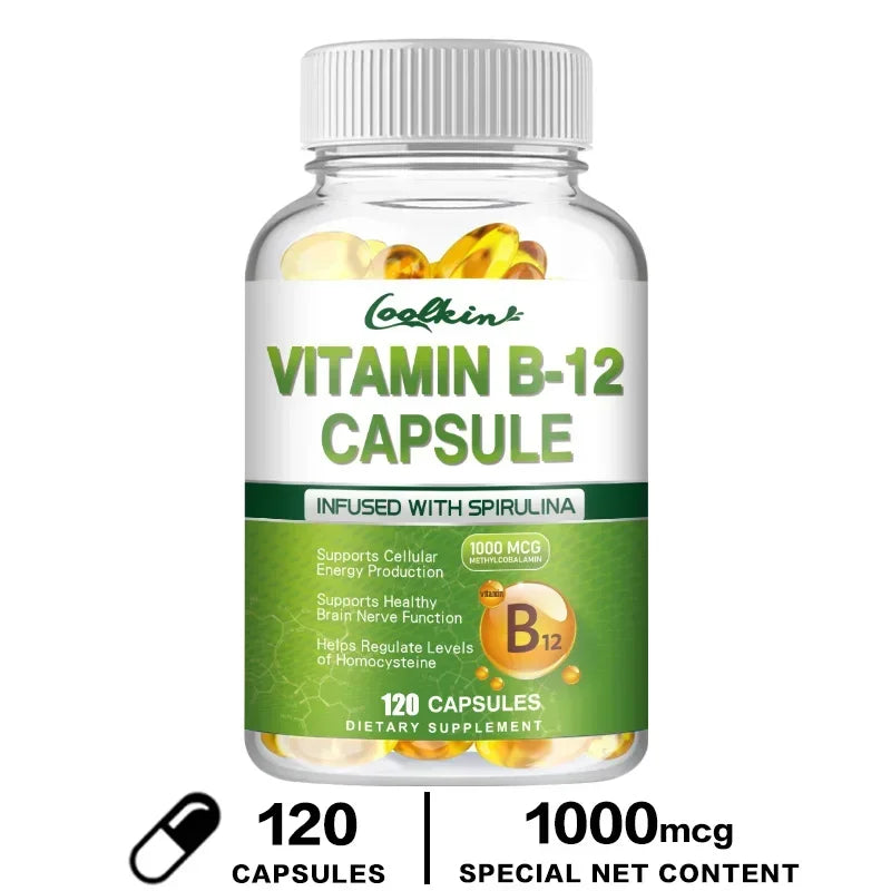 Cápsulas de vitamina B12: apoya el metabolismo energético, el estado de ánimo, el corazón y el apoyo del sistema nervioso