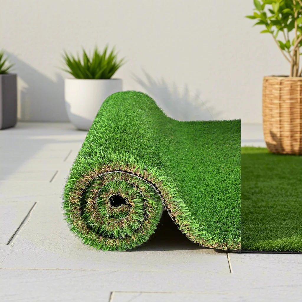 Alfombra de Césped Artificial para Exteriores de 3 pies x 10 pies, Rollo de Césped Sintético Grueso para Patio, Balcón, Jardín, Césped para Perros, Tapete de Drenaje con Altura de Pelo de 1.38 Pulgadas
