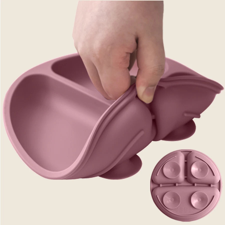 Plato de comedor de silicona con ventosa para bebé, platos sin BPA para niños, vajilla de entrenamiento con succión para niños, cuencos de alimentación para niños, cosas para bebés, 1 Uds.