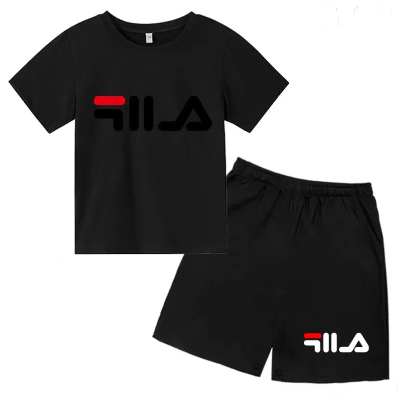 Ropa con letras para niños, camiseta de manga corta y pantalones cortos, ropa de verano fresca y encantadora, conjunto deportivo informal para niños y niñas de 3 a 12 años