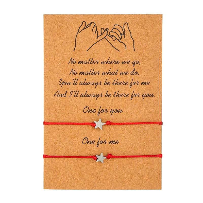 Pulsera de pareja para mujer, cadena de cuerda trenzada hecha a mano, corazón de madre e hija, pulseras con dijes, regalo de joyería de hermana de la amistad de la suerte