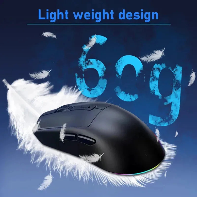 Ratón para Juegos de Última Generación con DPI Ajustable, Recargable, Inalámbrico, con Base de Carga, Bluetooth 2.4G, Modo Dual, RGB, Diseño Ergonómico
