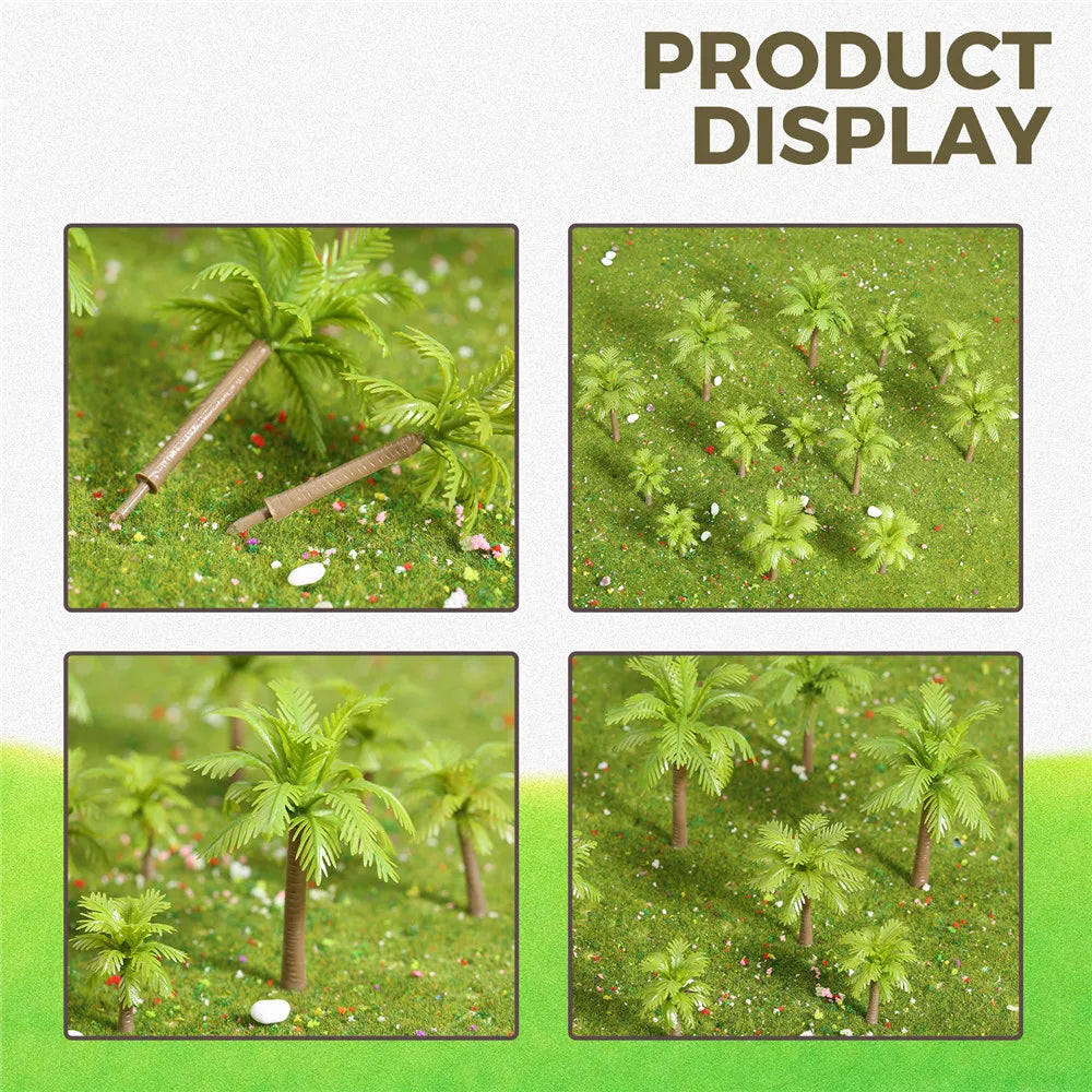 20 piezas Mini árboles modelo de palma de coco 3/4, 5/5,5/7cm plástico Artificial selva Diorama edificio ferrocarril DIY Micro juguetes de diseño