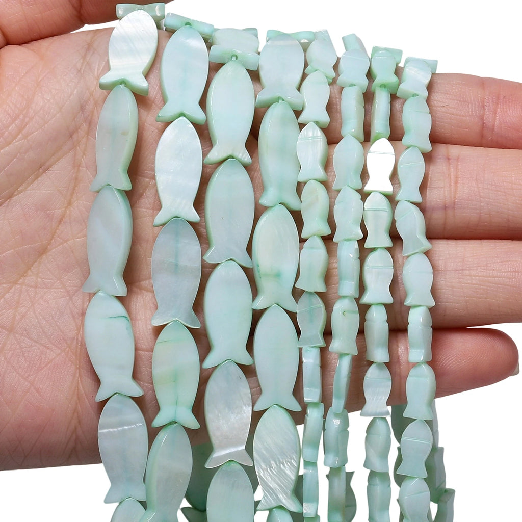 Conchas naturales de agua dulce con forma de pez, concha de nácar teñida multicolor, cuentas espaciadoras sueltas para fabricación de joyería, pulsera DIY