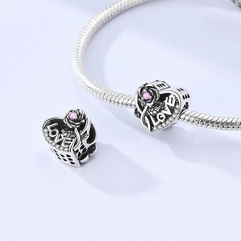 Abalorio de Plata de Ley 925 con Forma de Corazón y Cielo Estrellado, Abalorio Familiar de Madre, Hija e Hermana, Compatible con Pulseras, Colgante, Joyería DIY para Mujer, Regalo