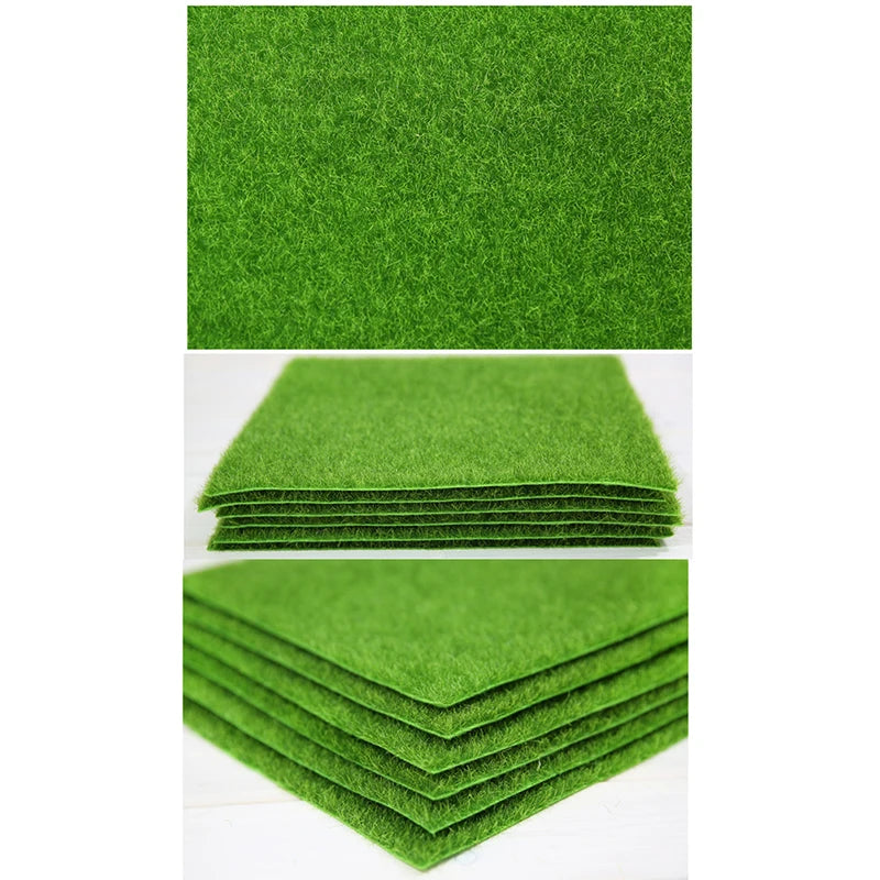 Alfombra de césped de 15cm, alfombras de césped artificiales verdes, musgo de jardín falso para casa de muñecas, calcomanías de juguete, 1 ud.