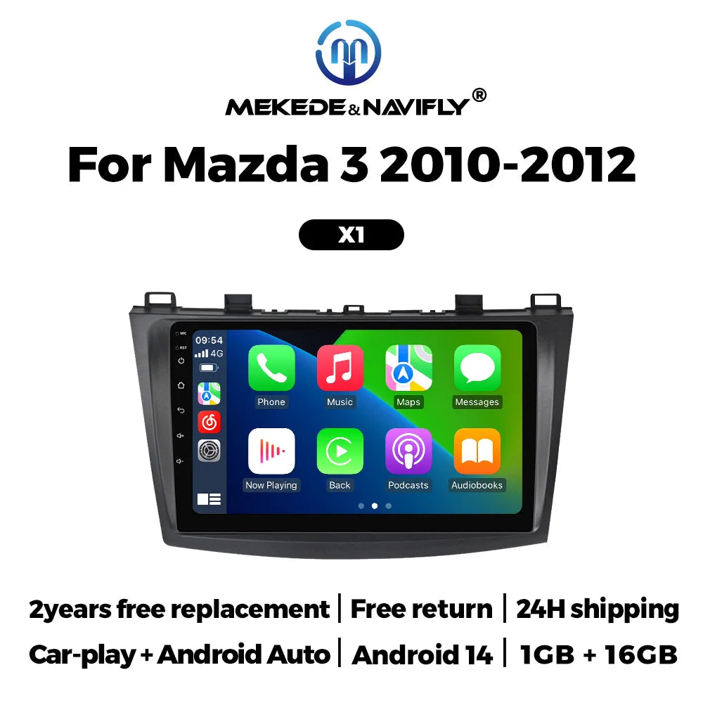 Autoradio For Mazda 3 II For Mazda3 BL 2010-2012 Android 14 Car Radio Multimedia Player Head Unit Wireless Carplay Android Auto