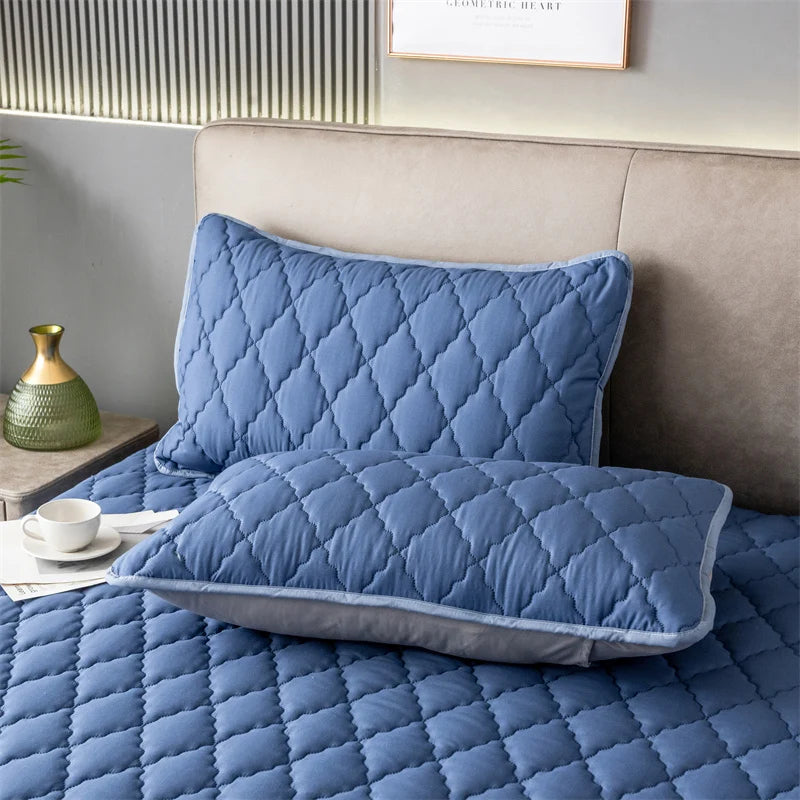 Funda de almohada impermeable acolchada de algodón cepillado, juego de una sola pieza/2 piezas, funda de almohada suave y transpirable para dormitorio y cama