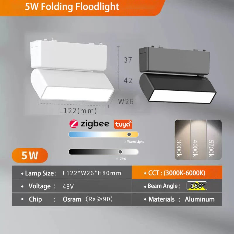 Sistema de luz de pista magnética de montaje en superficie de techo regulable Tuya Zigbee inteligente fino de 6MM lámpara delgada blanca y negra segura DC48V para el hogar
