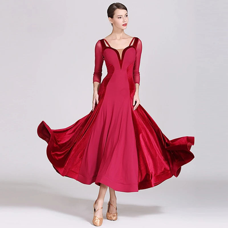 Nuevo vestido de baile moderno de terciopelo personalizado 1884 traje de baile de salón Vestito Latino Americano Donna trajes de Drag Queen