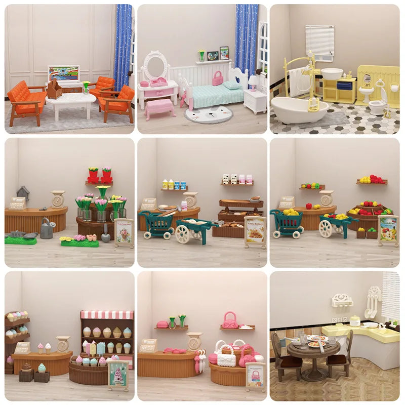 Mini juegos de compras de supermercado, muebles para casa de muñecas, accesorios, juguetes educativos intelectuales para niños, juguetes de interacción familiar