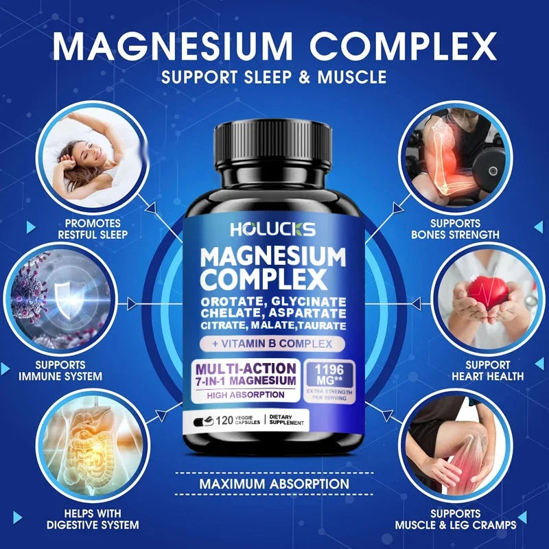 Cápsulas de Complejo de Magnesio, Favorecen la Energía, la Fortaleza Ósea, un Sueño Profundo y Reparador, la Salud Cerebral y el Alivio de la Ansiedad