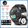 Reloj inteligente militar resistente al aire libre para hombres, GPS, deportes, Fitness, resistente al agua, llamada Bluetooth con luces LED, reloj inteligente