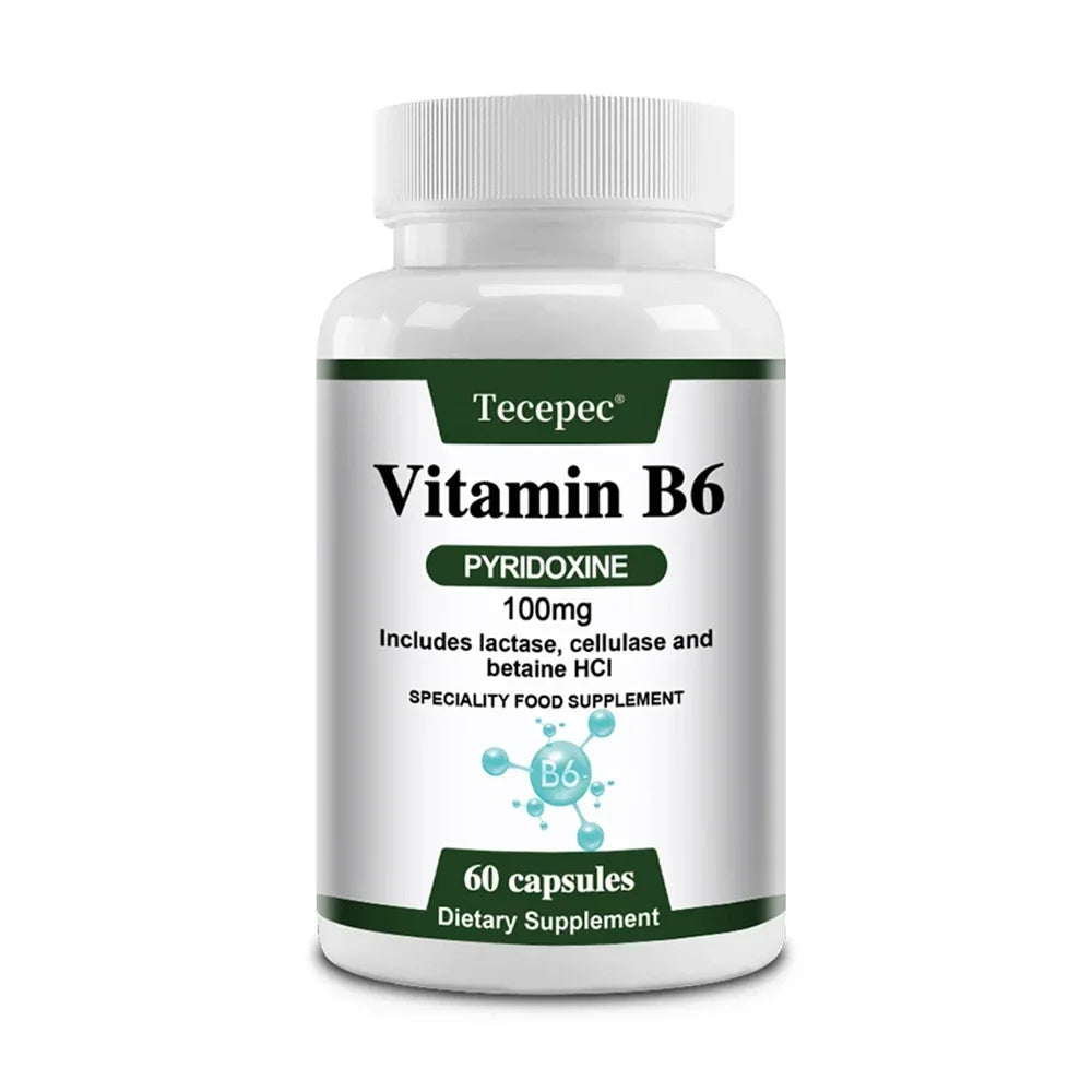 Suplementos de vitamina B6: apoya el sistema inmunológico, el sistema nervioso, el metabolismo energético, el estado de ánimo saludable