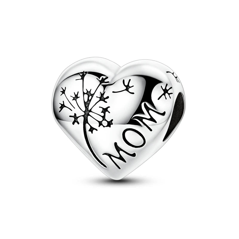 Abalorio de Plata de Ley 925 con Forma de Corazón y Cielo Estrellado, Abalorio Familiar de Madre, Hija e Hermana, Compatible con Pulseras, Colgante, Joyería DIY para Mujer, Regalo