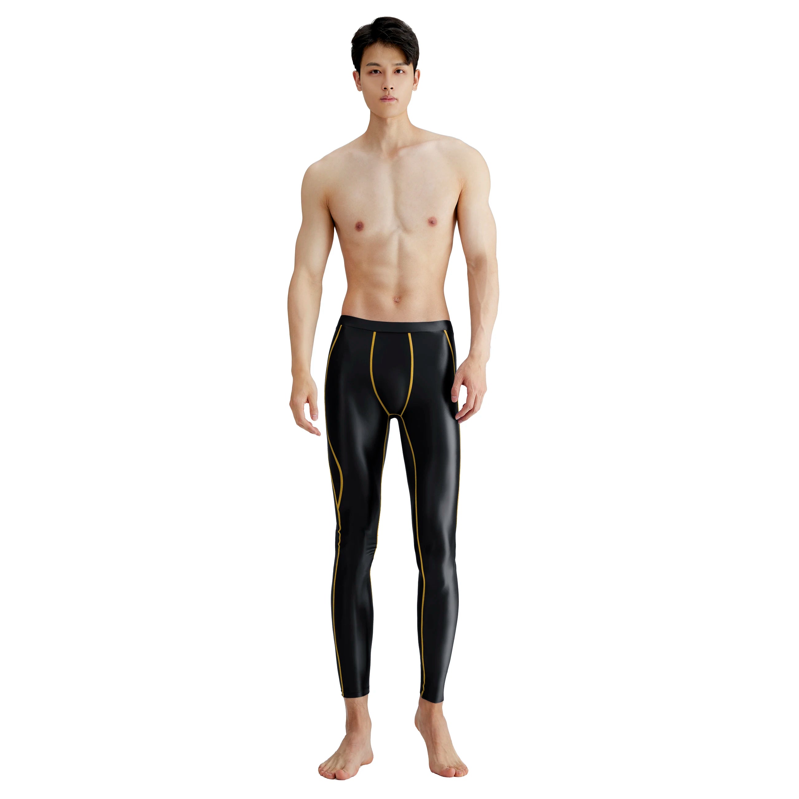 AMORESY-mallas deportivas de satén para hombre, pantalones elásticos de cintura alta, transpirables, de secado rápido, para correr y Yoga