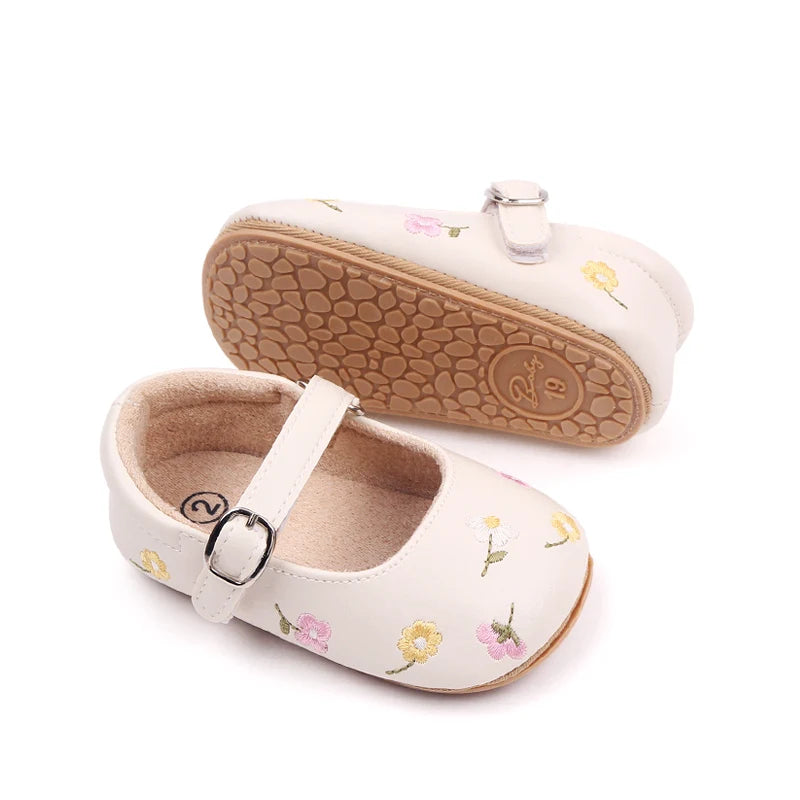 Sandalia de verano para bebé Estilo Mary Jane Linda flor bordada