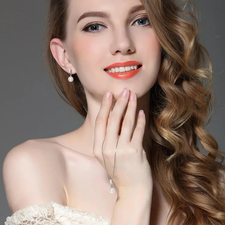 Pendientes colgantes para mujer, joyería fina con perlas, joyería de plata de ley 925, regalo para el día de la madre SCE006