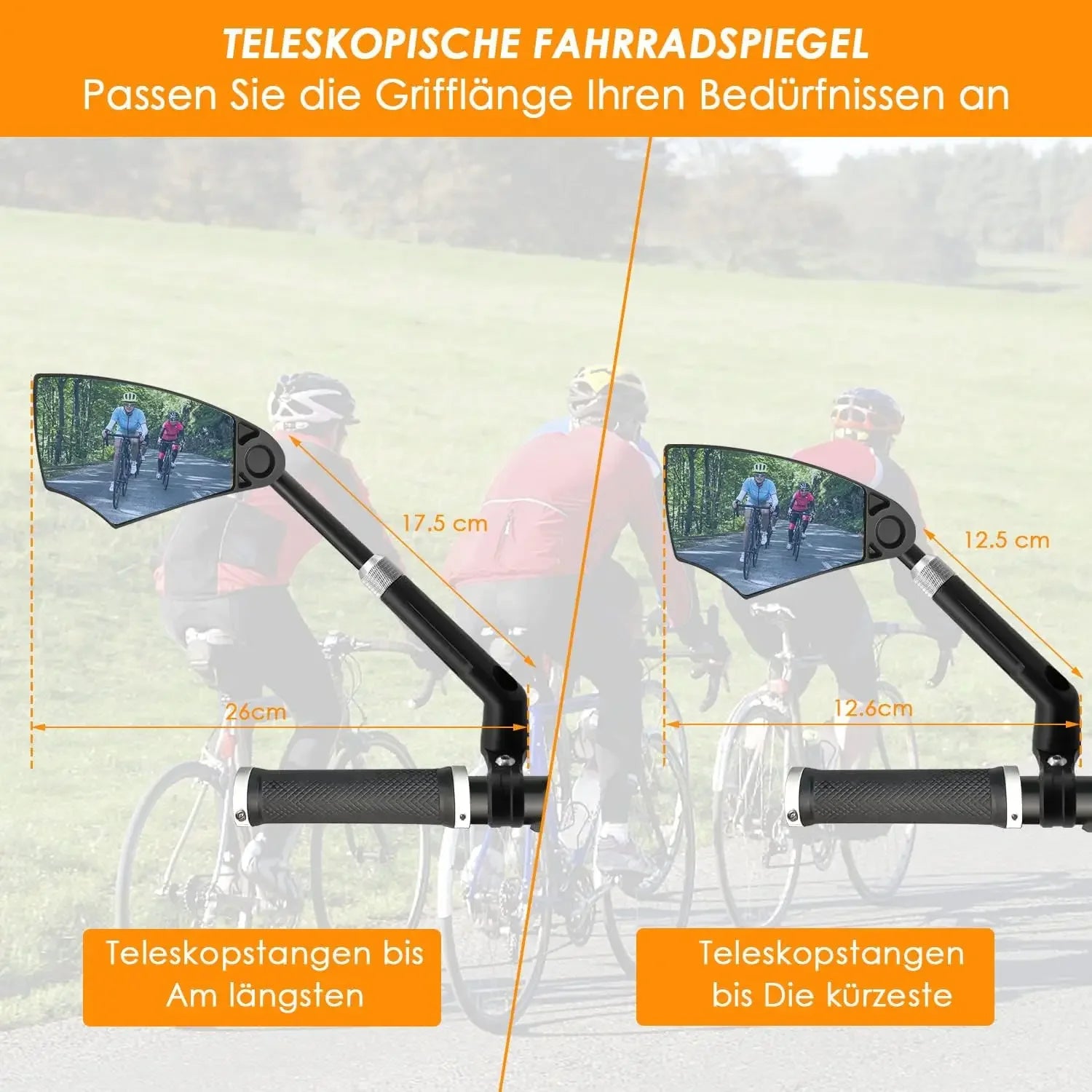 Espejo Retrovisor para Bicicleta Antideslumbrante - Espejo Retrovisor para Bicicleta con Retracción y Giro de 360° °   Lente Ajustable, Bicicleta Plegable