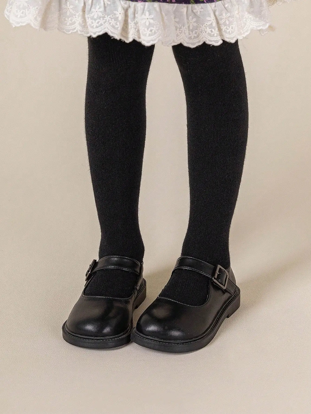 4 pares de medias sólidas con lazo para niñas pequeñas